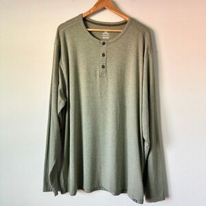 Ascend Mens 2XL Long Sleeve Henley Shirt Olive Green Bamboo Blend Outdoor XLG